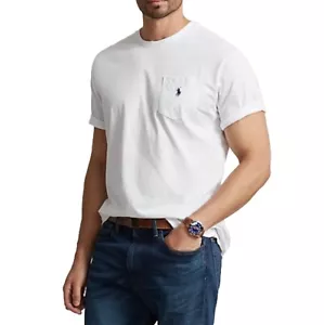 Polo Ralph Lauren Men's Big & Tall White Pocket T-Shirt Blue Pony Classic NWT - Picture 1 of 6