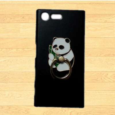 For Various Phones 3D Panda Finger Ring Stand Holder Black Hard Back Case Cover - Image 1 of 2