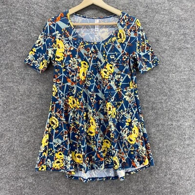 Camiseta LulaRoe Mujer 2XS Azul Floral Manga Corta Pullover Cuello Redondo Informal Foto 1 de 4