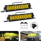 2x 7INCH YELLOW LED WORK LIGHT BAR OFFROAD ATV FOG TRUCK LAMP 4WD VS 6" 8'' 10''