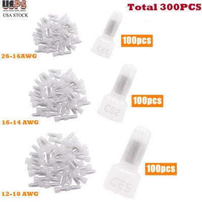 300pcs Closed End Crimp Cap Terminals 22-16 16-14 12-10AWG Gauge Wire Connectors - Image 1 of 4