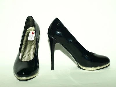 Escarpins Vernis 14 CM Plateforme Or Sexy 37 38 39 40 41 42 43 44 45 46 47 - Photo 1/4