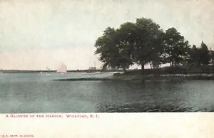 Cartolina d'epoca 1900 veduta di uno scorcio del porto Wickford Rhode Island RI - Foto 1 di 2