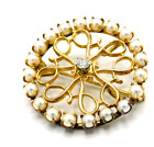 Stunning 14K Yellow Gold Pin, With 20 Pearls; & Diamond?, Heavy -6.4G -Beautiful