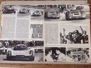 *ARTICOLO LE MANS ORE 16 - TARGA ALFA ROMEO PORSCHE - 1968 - Foto 1 di 2