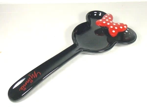 Disney Minnie Mouse Cucchiaio Poggia Statuina in Ceramica Nero/Rosso - Foto 1 di 10
