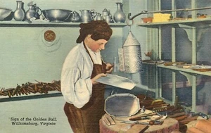 Postkarte Williamsburg Virginia VA Leinenschild der Goldenen Kugel unbenutzt  - Bild 1 von 2