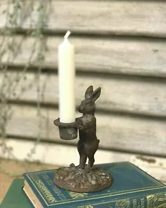  Antique French Style Rabbit Hare Candlestick Candle Holder Xmas Dinner Table - Picture 1 of 9