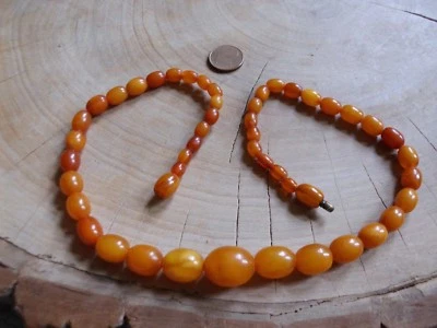 Amber Natur Bernstein Art Deco Kette Butterscotch Oliven 16 Gramm - Bild 1 von 2