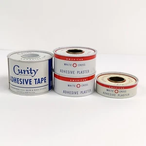 Vintage Lot of 4 White Cross & Curity Medical Adhesive Plaster / Tape - Picture 1 of 5