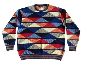VTG MONTECHIARO Multicolor Geometric Textured Sweater Made in Italy Size 3XL - Picture 1 of 11