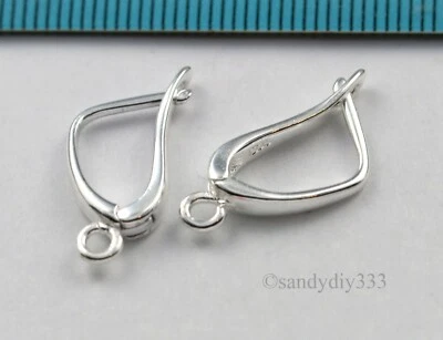 2x STERLING SILVER OVAL HOOP EAR WIRE DANGLE EARWIRE EARRINGS #1153 - Image 1 of 3