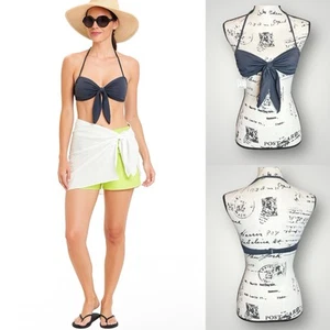J Crew Bikini Halter Top Front Bow Womens Size Medium Hook Back Non Padded NWT - Picture 1 of 13