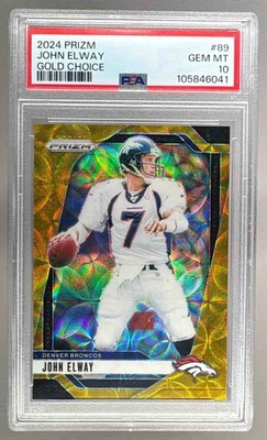 John Elway 2024 Panini Prizm #89 Choice Gold 10/10 PSA 10 - Image 1 of 3