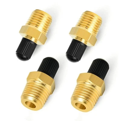 4pcs 1/4" NPT Brass Air Compressor Tank Fill Valve Schrader Screw Stype - Image 1 of 4