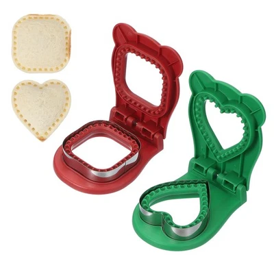 2 Pack Crustless Sandwich Cutter, Square/Heart Shape(Red/Green) - Image 1 of 4