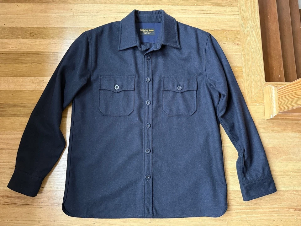 RARE East Harbour Surplus Moab Military Overshirt Jacket CPO Navy Blue 48 Italy - Image 1 of 4
