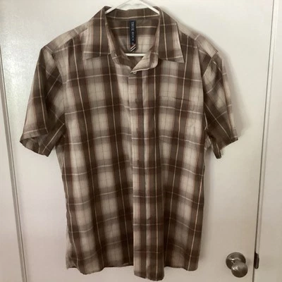 True rock button-up short sleeve XL collard shirt brown Pre Owned  - Image 1 of 3