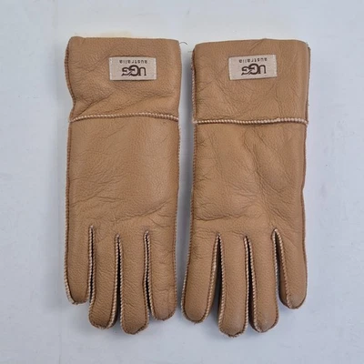 Guantes UGG de cuero marrón forrados de piel de oveja para mujer invierno... - Imagen 1 de 4
