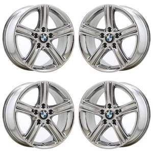 17" BMW 320 328 330 335 428 430 Bright Chrome wheels rims OEM set 71535 EXCHANGE - Picture 1 of 8