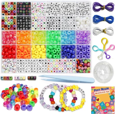 Cuentas Kandi de plástico a granel de pony para joyas, pulseras, trenzado de cabello, 1000 piezas Foto 1 de 4
