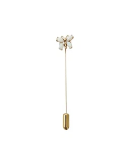 14K Yellow Gold Opal Butterfly Lapel Stick Pin - Picture 1 of 7