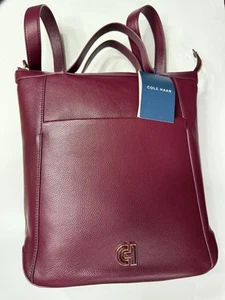 Cole Haan Grand Ambition Leather Convertible Backpack,Dark Cherry W/Dust Bag.New - Picture 1 of 22