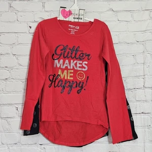Neu mit Etikett Freestyle Rev Größe 10 Mädchen Lächeln Glitzer Shirt 2er-Pack Langarm rot schwarz - Bild 1 von 4