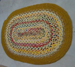 VTG MCM Oval Braided Rug 3'x5' Multicolor Handmade Multicolor NICE - Picture 1 of 3