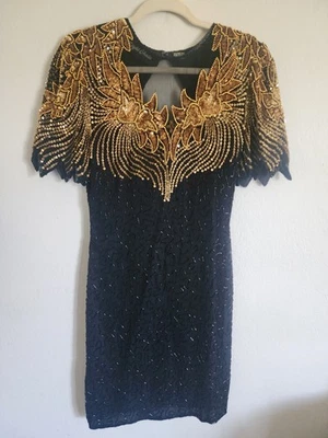 Vestido de Colección "Elección Correcta" Seda Con Cuentas Lentejuelas Adornado, Talla Pequeña Foto 1 de 4