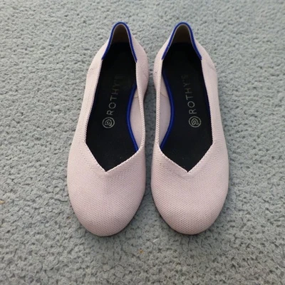 Rothy's 芭蕾平底女式 9.5 鞋粉色杏仁鞋头懒人针织 — 第 1/4 张图片