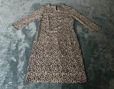 J. McLaughlin Sophia Shift Dress Catalina Cloth Charcoal Geometric Print Size M - Image 1 of 4