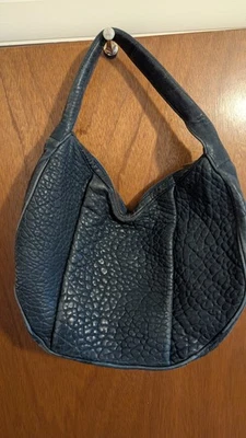 Alexander Wang Navy Hobo Bag Brass Accents Textured High Quality Leather - image 1 of 4