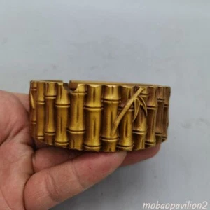 Collection Old Chinese brass copper Handcarved Bamboo ashtray statue - Picture 1 of 7