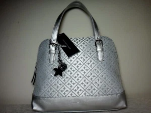 Neu mit Etikett Tommy Hilfiger TH Logo Canvas OS/TU Umhängetasche, Pearl Silver - Bild 1 von 6