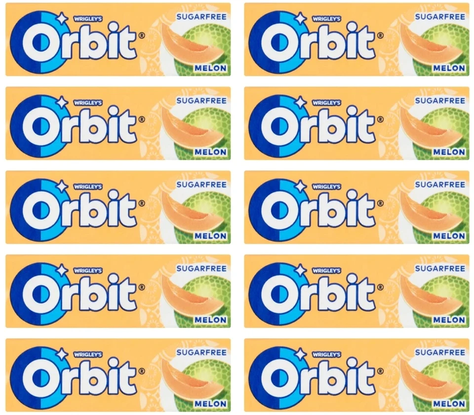 ORBIT MELON - 10x14G - SUGARFREE FRUIT MINT CHEWING GUM - REFRESH BREATH - Image 1 of 1