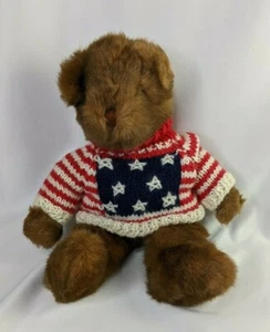 Ty Brown Baby Bear Plush 1992 Patriotic Sweater 11" Stuffed Animal Toy - Picture 1 of 10