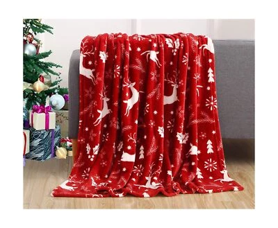 Elegant Comfort Luxury Velvet Super Soft Christmas Prints Fleece Blanket-Holi... - Image 1 of 4