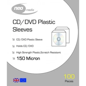 300 x Neo Media CD/DVD Sleeves Plastic Wallets 150 Micron High Quality - Imagen 1 de 3