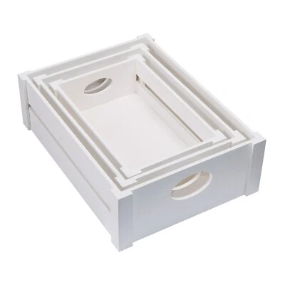 White/Brown Wooden Apple Crates Storage Box Display Tray Christmas Hampers - Image 1 of 4