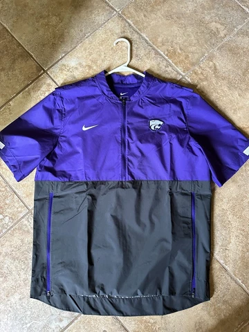 Nike Men's Baseball Kansas State Wildcats Short Sleeve Warm Up Jacket Sz Med~EUC Cover