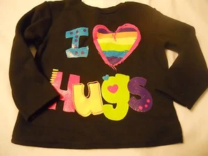 Camicia in Pile Bambina Tg 3T Nera Grafica Bambino Bambini Amo Abbracci - Foto 1 di 1
