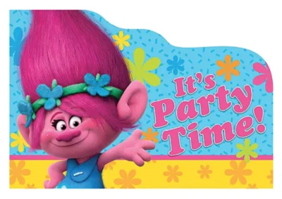 TROLLS INVITATIONS (8) ~ Birthday Party Supplies Stationery Cards Notes Poppy  Foto 1 de 3