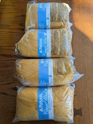 Patons Classic Wool Roving Yarn In YELLOW 241077 Bulky 5- 3.5 Oz Lot Of 4. - Image 1 of 4