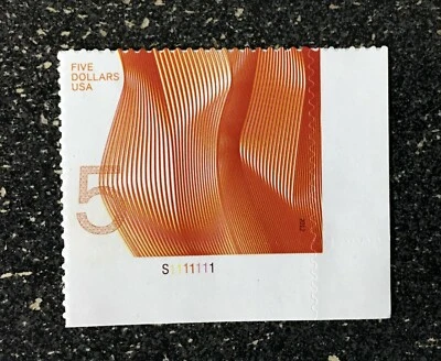2012USA #4719 $5.00 Waves of Color - Orange - Plate Number Single  mint - Image 1 of 2