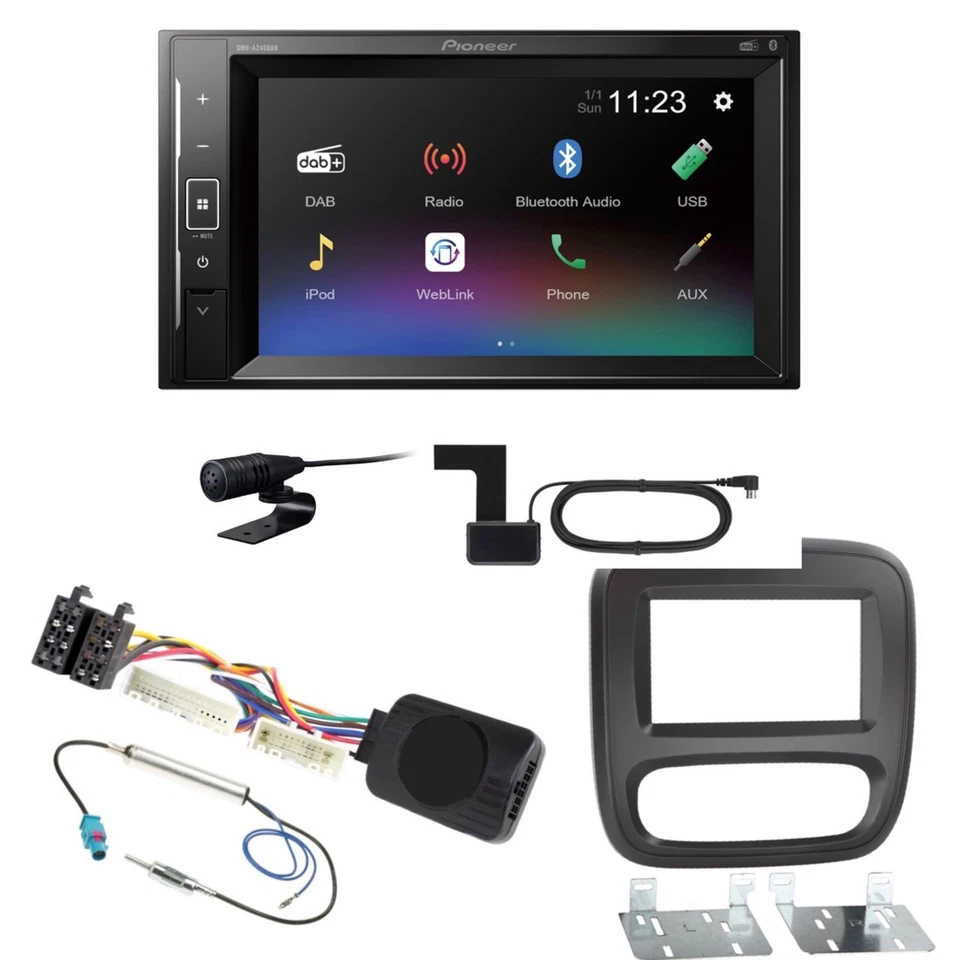 Pioneer DMH-A240DAB Bluetooth Autoradio MP3 DAB+ Einbauset für Opel Vivaro B - Bild 1 von 1