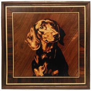 Salchichón mascota retrato arte perro chapa imagen decoración pared placa de madera... - Imagen 1 de 12