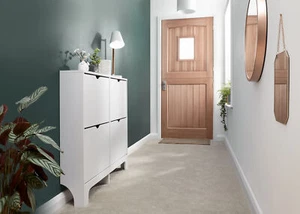 Narrow Shoe Cabinet Storage Foldable Unit 4 Drawer Hallway Bedroom White - Picture 1 of 10
