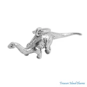 Brontosaurus Dinosaur 3D 925 Solid Sterling Silver Charm Pendant MADE IN USA - Picture 1 of 4