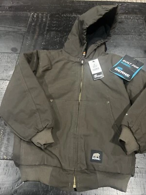 Chaqueta con Capucha Berne Juvenil Marrón Lavado Cremallera Completa Forrada Niños Jóvenes Niños Talla S Foto 1 de 4